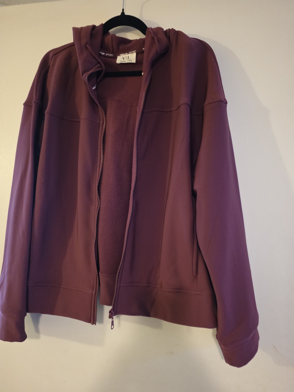 Womens Burgundy Zip-Up Hoodie Jacket 3X